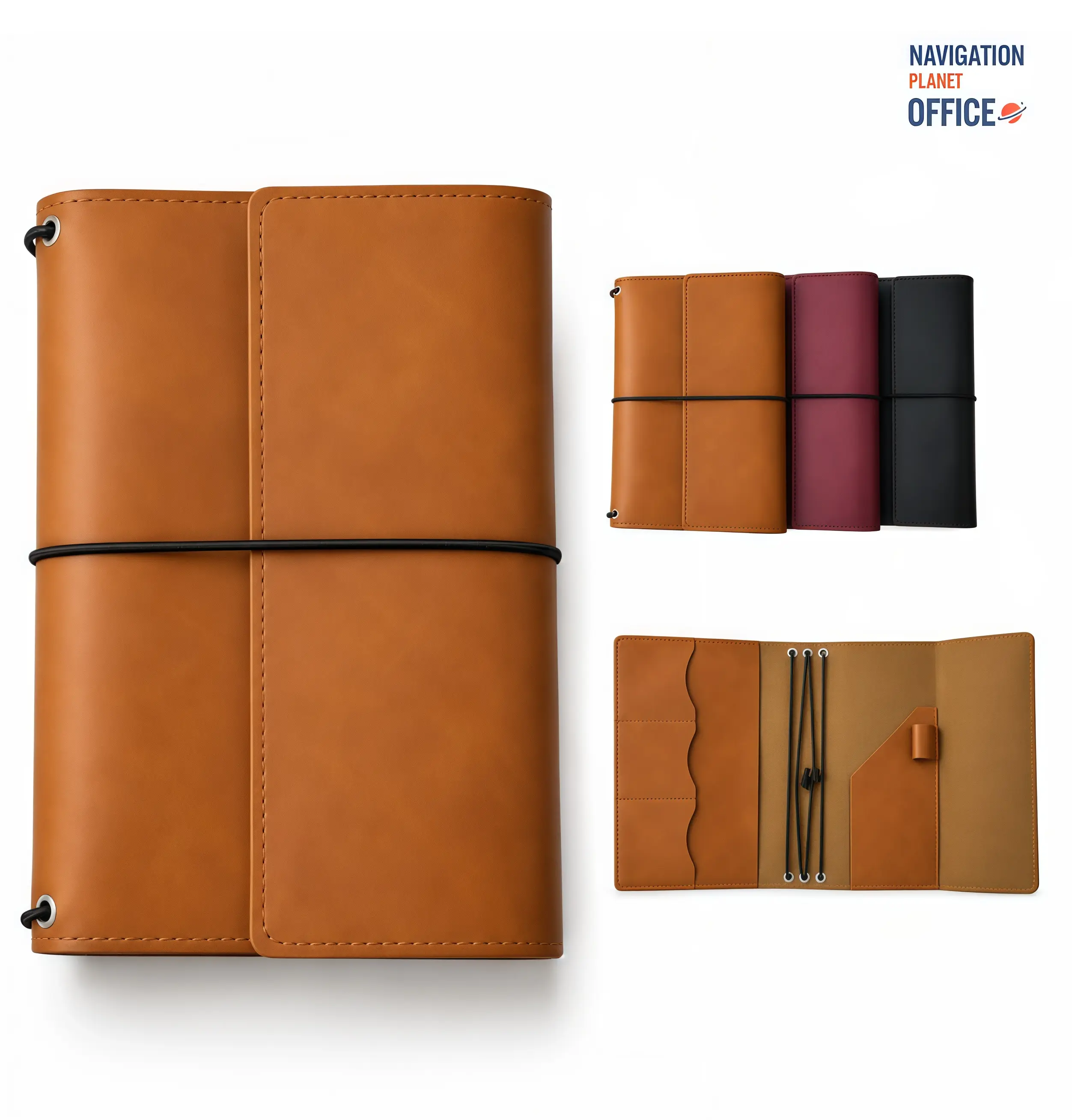 A5 Leather Notebook Cover, Trifold Journal Cover with Elastic Closure, Fits A5 Inserts, Travel Planner Cover Only