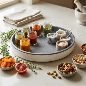 Echosari 360° Rotating Non-slip Lazy Tray 30cm Single Layer Turntable for Kitchen Bathrooms Countertops Dining Tables Space-saving Organizer Ideal for Jars Condiments