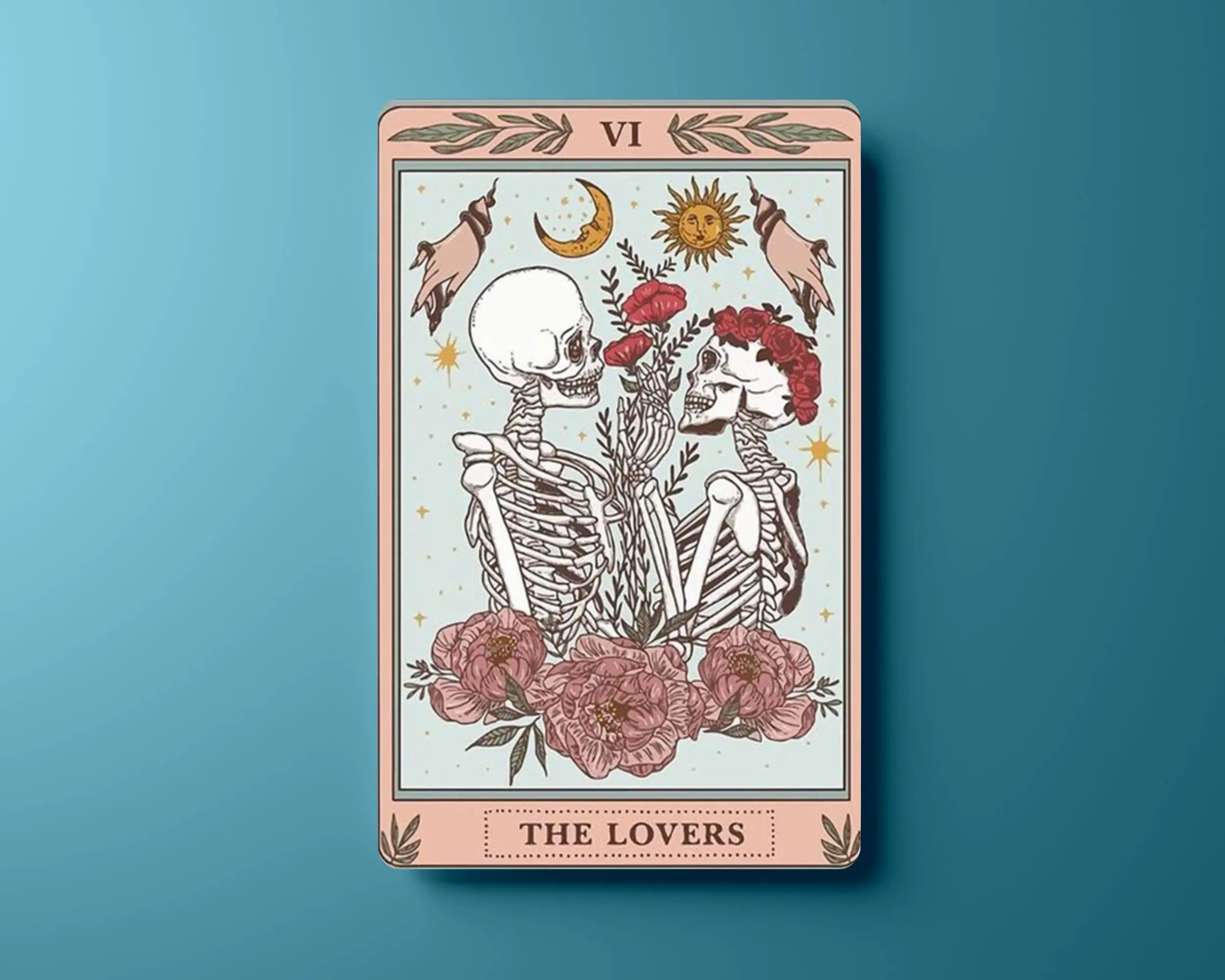 Tarot inspired vinyl Sticker Cover tarot card game wallet card skin skeleton art lovers