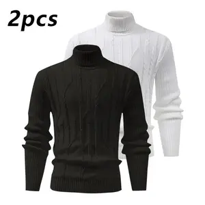 Men's Turtleneck Warm Sweater, Vintage Cable Knit Style, Thickened Winter & Autumn Knitwear with Locking Temperature Technology, Stylish Texture, Suitable for Office Workers and Everyday Street Style, Versatile Innerwear（gift）