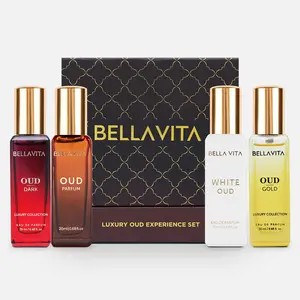 BellaVita Luxury's OUD Experience Perfume Gift Set | 4 Luxury Minis | Long Lasting | OUD, OUD GOLD, OUD DARK, WHITE OUD | EDP | 4 x 20 ml Fragrance