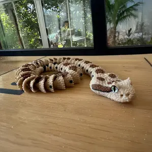 3D Printed Articulated Snake Poseable Fidget Desk Figure with Detailed Features and Flexible Joints for Interactive Play