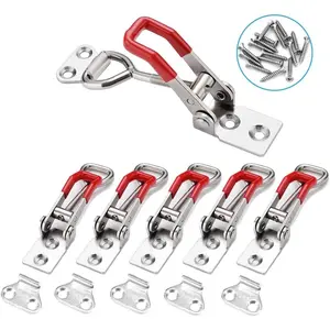 6-Pack 4001 330Lbs Holding Capacity Adjustable Toggle Latch Clamp Smoker Latch Clamps 150Kg Quick Release Pull Latch +24 Screws for Various Tool Box