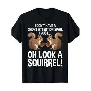 100% Cotton Humorous Graphic Print Tee - Funny Squirrel Design T-Shirt for Men and Women Y2K Streetwear Graphic Tee