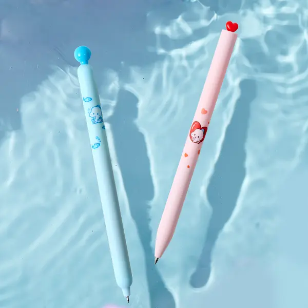KACO FIRST & POPUP Lucky Fish Gel Pens, 2-Piece Set with 2 Extra Refills, 0.5mm Extra Fine Point Black Ink, 48° Double-Ball Tip, Cute Aesthetic College School Supplies, Comfortable Long Use, Good Luck Gift for Students, Includes DIY Bookmark, Back To Scho