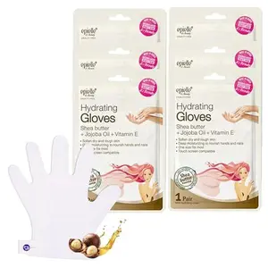 Epielle Hydrating Hand Mask 6 Pairs, Relieve and Soften with Shea Butter & Jojoba Oil, Deep Moisturizing Gloves for Dry, Cracked Hands, Self Care Gifts for Women, Spa Kit, Stocking Stuffers