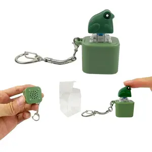Frog Croaking Keychain Funny Realistic Sound Fidget Toy Stress Relief Electronic Wooden Fish Clicker Cute Backpack Charm Toy Gift for Kids Adults