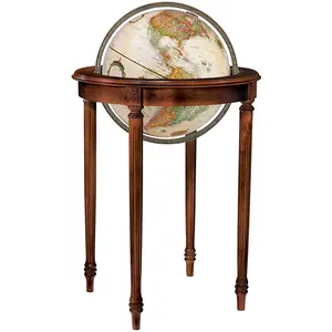 Replogle Made in USA Regency 16″ Antique Raised Relief Floor Globe – Vintage World Globe with Walnut Wood Stand, Classic Home Décor