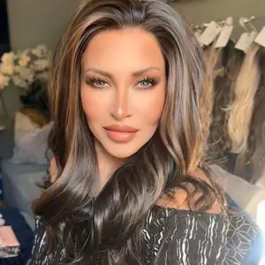 IMstyle Fiona Tea Black Brown Highlight with Rooting Body Wavy Glueless Pre-plucked Natural Hairline 13*4 Lace Front Synthetic Wigs