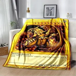 Yu Gi Oh Blue Eyes White Dragon Blanket Ultra Soft Plush Flannel Cozy Warm Bedroom Couch Sofa Bedspread Home Decor Throw Birthday Gift Christmas Gift for Anime Fans Teens Men Women Kids Duel Monsters Style