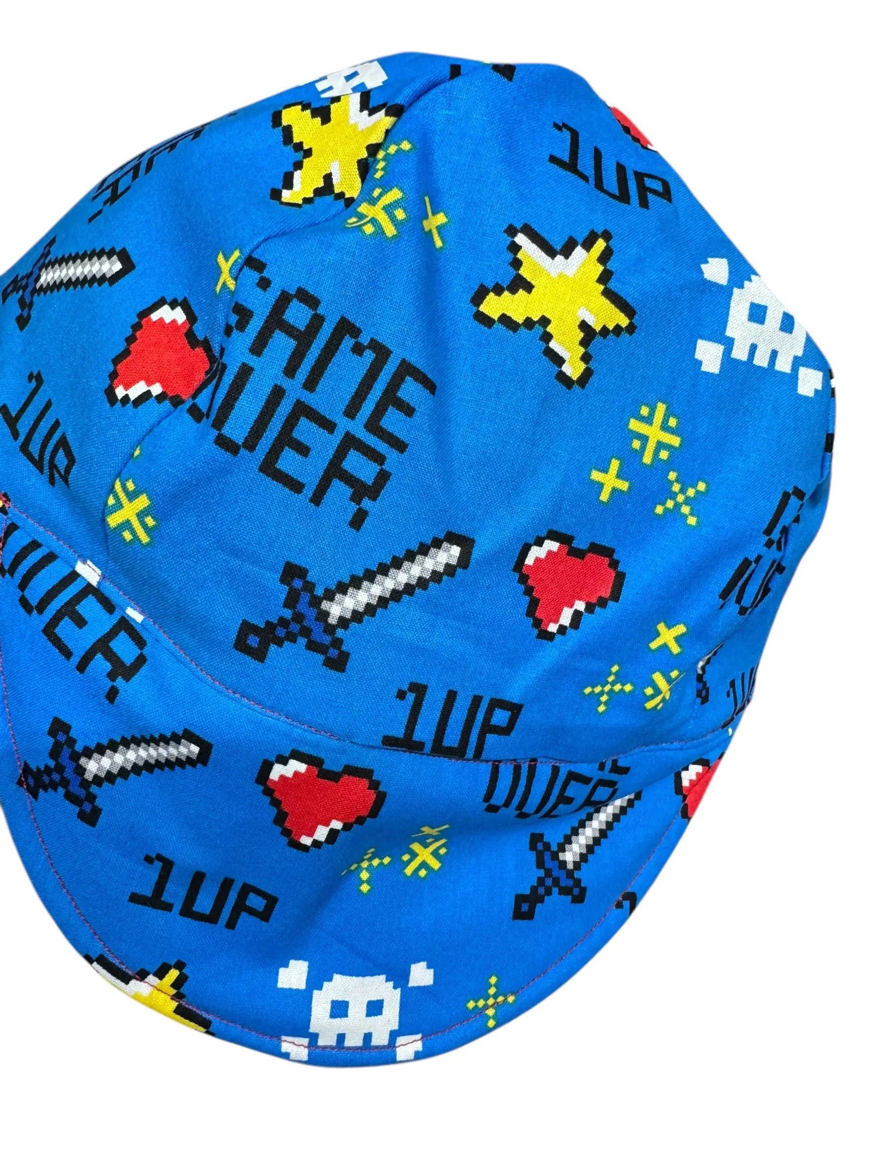 Game Over 100% Cotton Welding Cap Made to order in your requested size Embroidered Caps Embroidered Fitted Cap