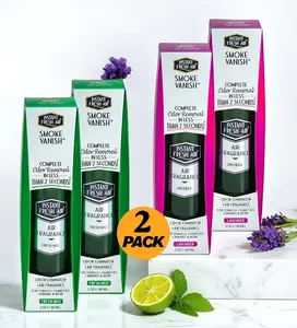 2-Pack: Powerful SMOKE VANISH Odor Eliminator & Remover 2 Oz Lavender & Fresh Mist Scented Air Freshener 60 Ml Pack of 2 Eco Friendly Biodegradable Bottle Spray Perfume Aroma Light - INSTANT FRESH AIR