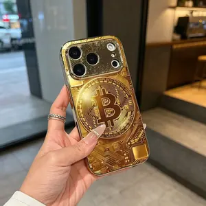 Gold Bitcoin Circuit Pattern Phone Case for Honor X6D 5G/X8D 4G/600 Lite Light luxury gold glass texture phone case