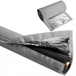 3 Layers HVAC Copper Pipe Insulation Cover, 72x10.2 Inch 600D Oxford AC Pipe Insulation Covers for Outside, Flexible Light Gray Copper Line Insulation Sleeve for Central AC Mini Splits