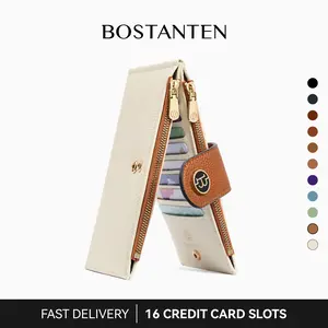 BOSTANTEN Long Wallet for Women Trendy Clutch with Zipper Pockets and Card Slots RFID Blocking Leather Wallet Slim Bifold Purse Mom Pouch SpringStatements