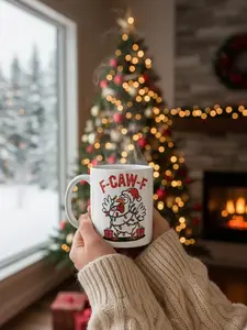 Get Ready to "F-CAW-F" with This Hilarious Christmas Chicken Mug!