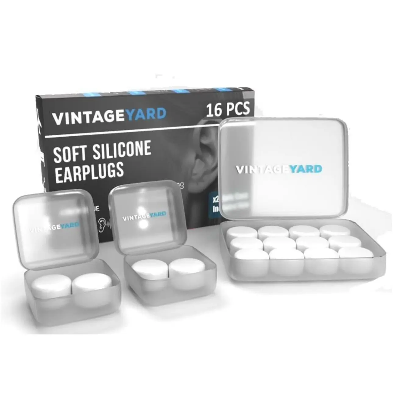 Ear Plugs for Sleeping, Swimming- Soft Noise Cancelling Silicone Gel Wax Earplugs for Sleep and Swimmers, Ear Protection with Sound Blocking Level of 32 Db (Blue, 16 Count (Pack of 1))