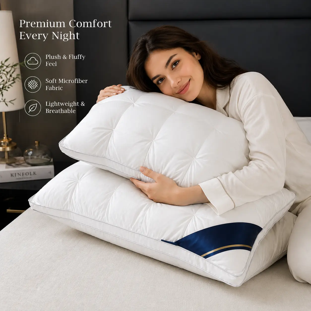 Luxury 5-Star Hotel Pillows 2-Pack, Plush Sleeping Pillows with Firm Neck Support Luxury 5-Star Hotel Pillows 2-Pack, Plush Sleeping Pillows with Firm Neck Support