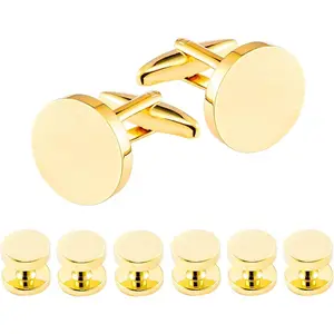 Cufflinks for Men and Tuxedo Shirt Studs Set with Gift Box Stainless Steel Cuff links