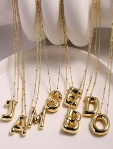 Balloon Letter Pendant Necklace A–Z, Smooth Initial Chain for Women, Personalized Jewelry