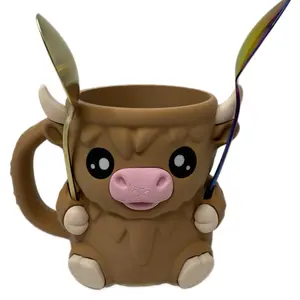 Ferdinand the Highland Cow Ice Cream Pint Holder 3D Printed with Spoon Slots & Secret Snack Drawer Great Gift Drinkware Handmade Kids Mugs