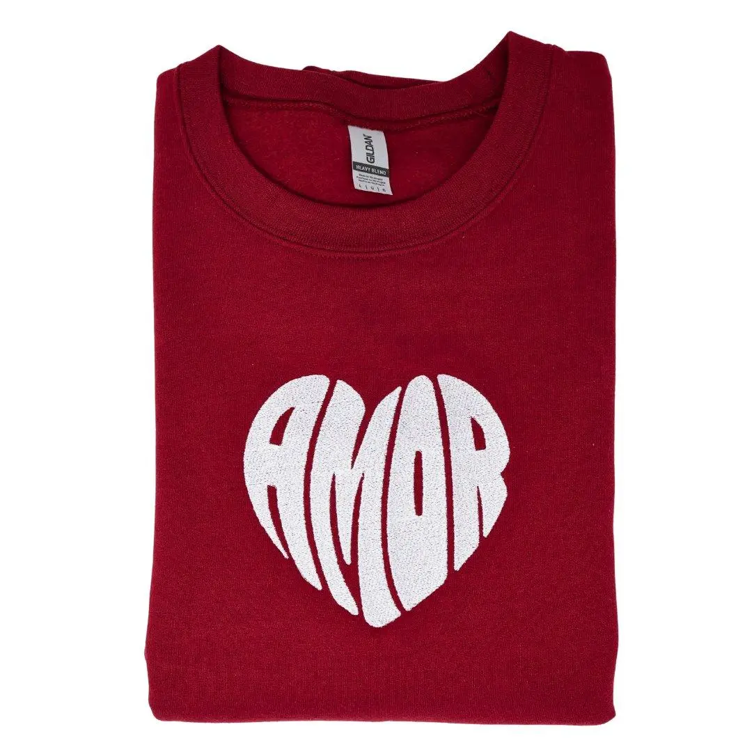 Amor Heart Embroidered Sweatshirt Casual Fashion Womenswear