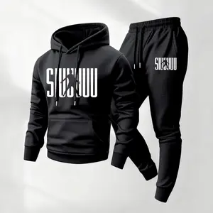 Men's Football Star Print Hoodie and Drawstring Sweatpants Set, Menswear, Casual Athletic Long Sleeve Hooded Jacket & Trousers for Fall & Winter, Men's Clothing for Daily Wear, Sportswear Indoor Outdoor, Tracksuit, Athleisure Summer Clothes