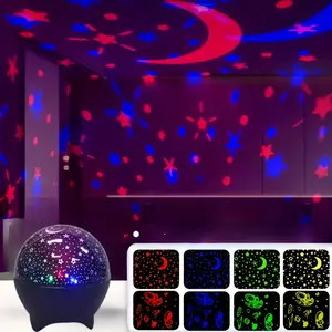 Star Moon Projection Lamp, 7 Color Modes, Follows Music Rhythm, USB Powered, Perfect for Party Holiday Room Decoration Atmosphere Light, Music Sync Lights