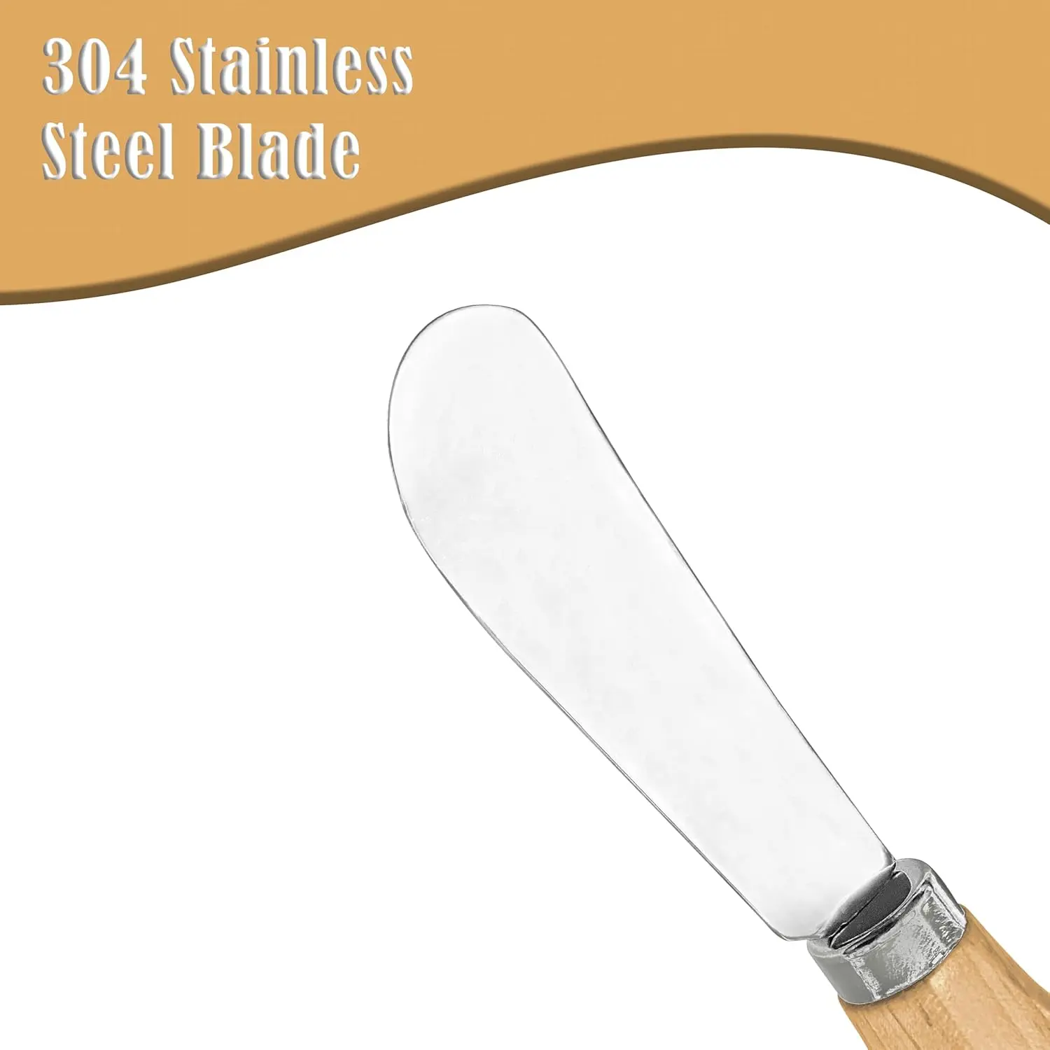 Wooden Handle Stainless Steel Butter Spreader Knife, Multipurpose Cream Cheese Jam Spatula, Toast Sandwich Cake Frosting Spreading Tool for Kitchen Baking