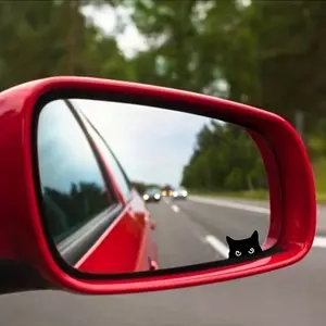 Black Cat Peeking at Stickers - a Hidden Button Activates a Pop-Up PVC Vinyl Privacy Decoration, an Easy-To-Install Rearview Mirror Sticker for Cars, Car Decals (No Tools Required)