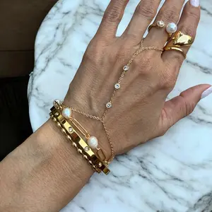 Golden Hand Chain Bracelet  18k Gold Plated