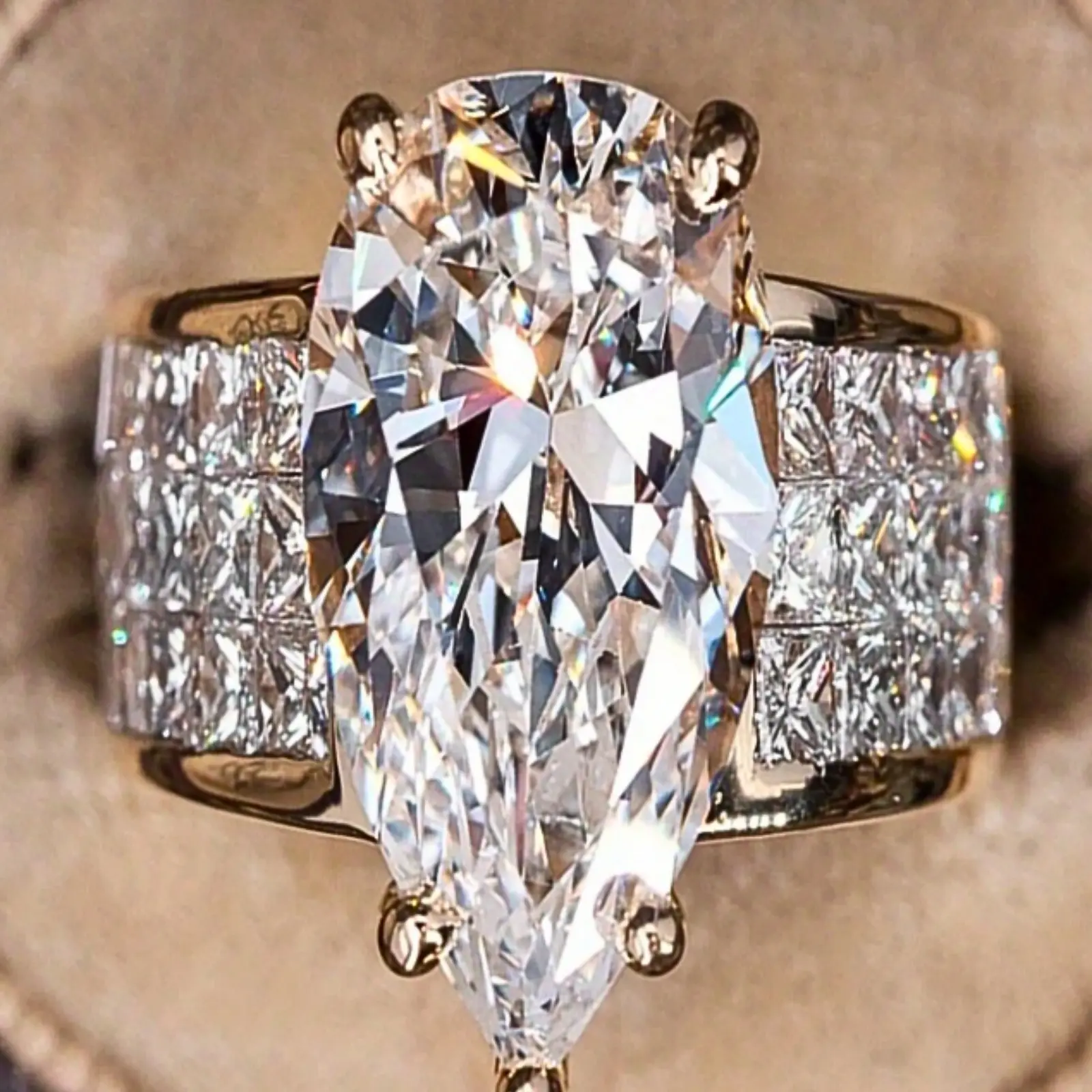 Elegant silver plated ring with large sparkling stone, suitable for engagement, wedding, party, daily wear and gift