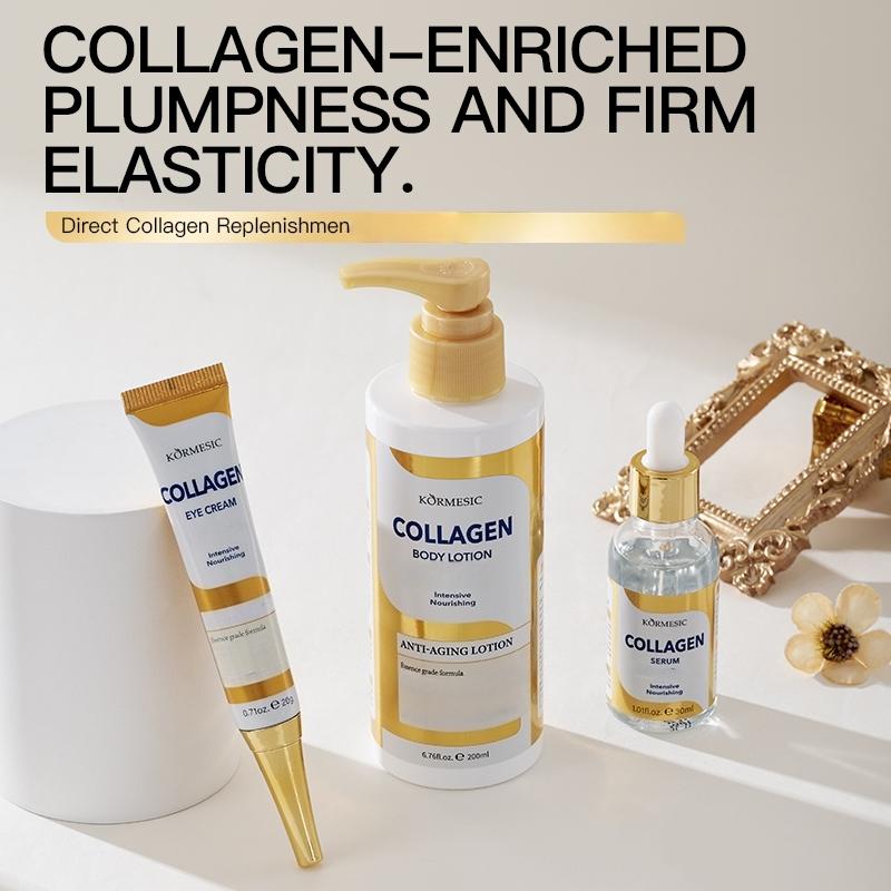 3-in-1 Complete Collagen Skincare Kit – Eye Cream + Face Serum + Body Lotion,  Hydrating Set for Women, Moisturizing Bundle for Smooth, Glowing Skin