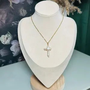 Freshwater Pearl Cross Gold Necklace