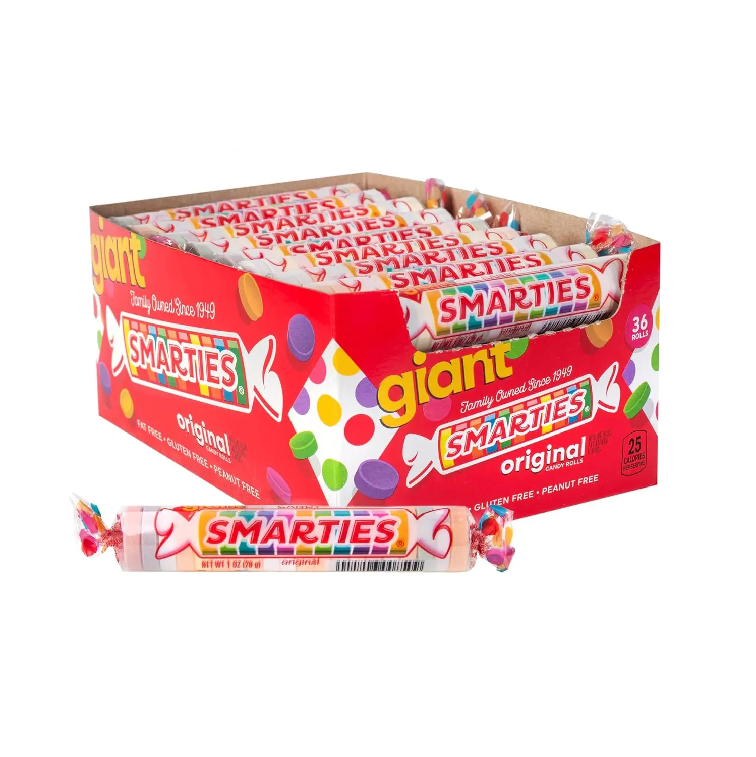 Smarties Candy Giant Rolls Original Flavor Bulk Gluten Free & Vegan Delight Sweetness from Family Owned Since 1949 Peanut Free Dairy Free Perfect Holi