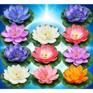 Colorful Artificial Pond Decorations, Floating Foam Lotus Flowers with Lily Pads for Pool Aquarium, Water Garden Ornaments, Reusable Waterproof Decorative Plants, Vibrant Aquatic Décor for Outdoor Ponds Fruit Lightweight Set Hand Tropical Wedding Gift