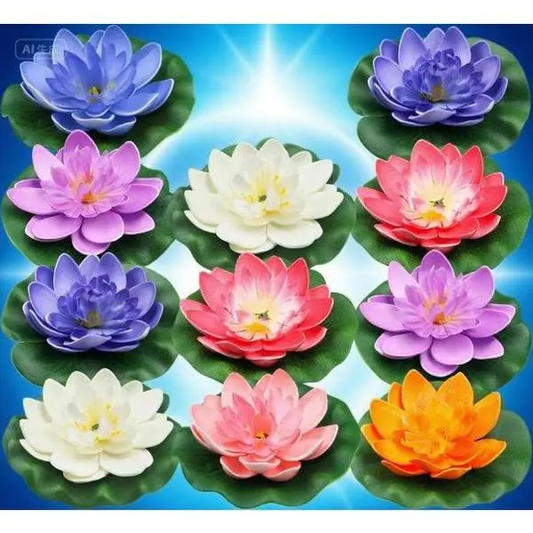 Colorful Artificial Pond Decorations, Floating Foam Lotus Flowers with Lily Pads for Pool Aquarium, Water Garden Ornaments, Reusable Waterproof Decorative Plants, Vibrant Aquatic Décor for Outdoor Ponds Fruit Lightweight Set Hand Tropical Wedding Gift