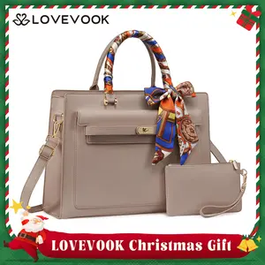 LOVEVOOK  Laptop Tote Bag for Women - Fits 15.6 Inch Laptop, Top-Handle Handbags PU Leather Trendy Shoulder Bag for Women Versatile and Stylish Crossbody Adjustable Strap Handbag Women's Handbags Purpose，TikTokShopHolidayHaul