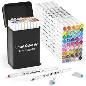 Color Art Art Markers, 44 Coloring Markers and 1 Blender, 45 Pack  Based  Tip Permanent Highlighters with Case, Excellent for Adults  Marking Drawing Sketching