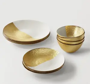 Z Gallerie Gemini Dinnerware Sets - White and Gold Tableware Kit Bowl Glass Home Dining Plate Set Glassware Set Z Gallerie Gemini Dinnerware Sets - White and Gold Tableware Kit Bowl Glass Home Dining Plate Set Glassware Set