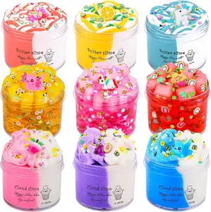 Summer Spring Gift Slime Kit 9 Pack, with 3 Jelly Cube Crunchy Slime and 3 Cloud Slime and 3 Butter Slime, Soft and Non-Sticky, DIY Slimes Toys for Girls Boys, Kids Stress Relief Toy, Birthday Favor, Party Favors