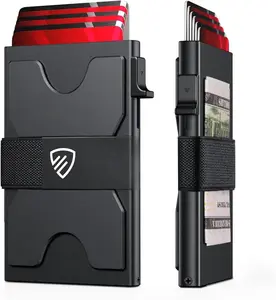 Mens Card Cases, Slim Card Holder Wallet for Men and Women, Minimalist RFID Blocking Wallet with Pop-Up Function, Thin Design, Metal Card Cases Holds 6+6 Cards, Gifts for Men, Men's Accessories