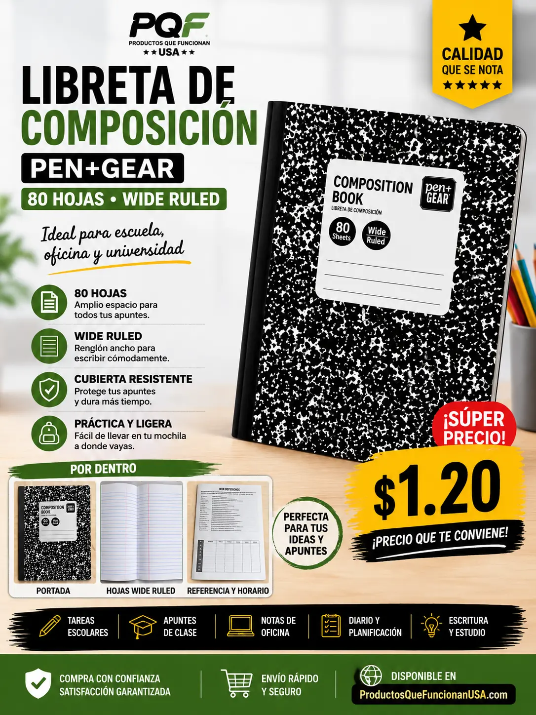 LIBRETA DE COMPOSICIÓN PEN+GEAR
