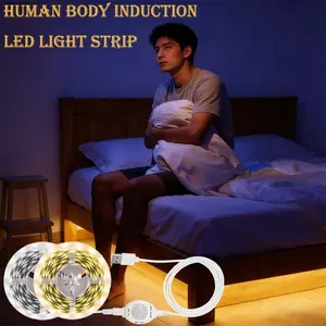 1PC USB Powered Human Motion Sensor 5v LED Strip Light, /warm Colors, Automatic Dimmable Non-Blinding, Ideal for Closet/stairs/bedroom