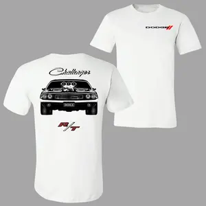 Muscle Car Challenger T-Shirt, Classic R/T Graphic Tee 2 Sides with Vintage Dodge Style Design, Bold Front Logo and Back Car Artwork, Soft Cotton Blend Shirt, Retro Car Enthusiast Apparel for Men & Women, Perfect Gift for Muscle Car Fans, Streetwear