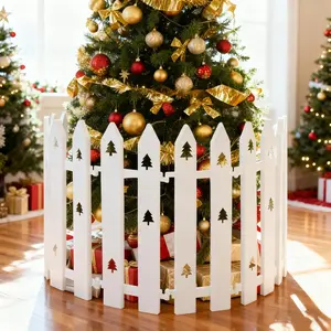 Christmas Tree Fence, 24pcs Christmas Tree Gate, White Christmas Fence Decorations for Cat, Small Dog, Suit for Christmas, Birthday, Wedding Decoration