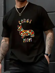 100% Cotton UnisexCorgi Mom Corgi Mama Dog Mom Funny Corgi Owner T-Shirt,spring/autumn Christmas snowflake fun pattern men's T-shirt