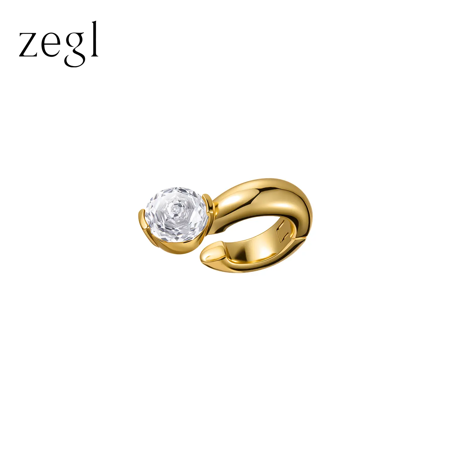 Zegl Non-Pierced Chunky Gold Cuff Earrings for Women | Sparkling Crystal Inlaid Geometric Ear Clips | Anti-Pain Statement Piercing-Free Jewelry Gift