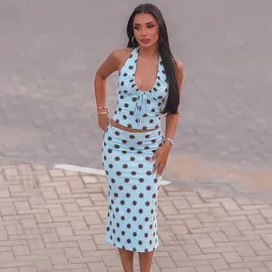 Braze New women's clothing 2026 summer new short backless pure desire strap bow halter neck suspender skirt set