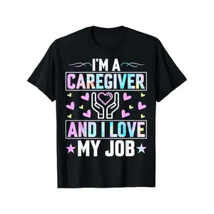 Ultra Soft 100% Cotton Funny Nurse Caregiver T-Shirt - Crew Neck, Breathable - I'm a Caregiver and I Love My Job Gift for Thanksgiving Christmas Men Women Dad Mom Friends
